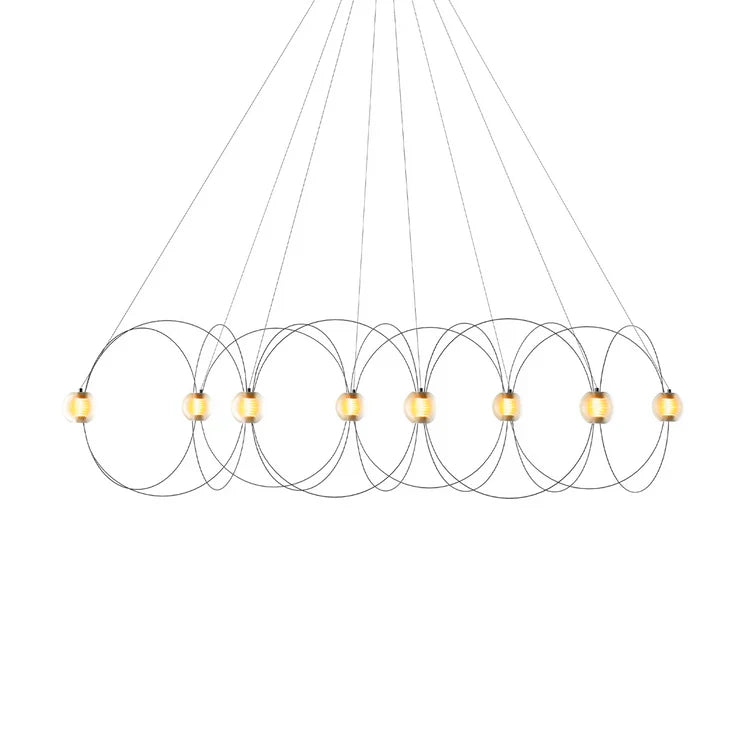 Munari 8, Linear, Black Steel with Frosted Acrylic Spheres, LED, 26W, 2400K, Triac Dim, IP20