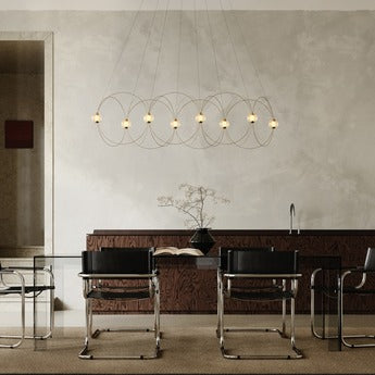 Munari 10, Oblong, Black Steel with Frosted Acrylic Spheres, LED, 32W, 2400K, Triac Dim, IP20