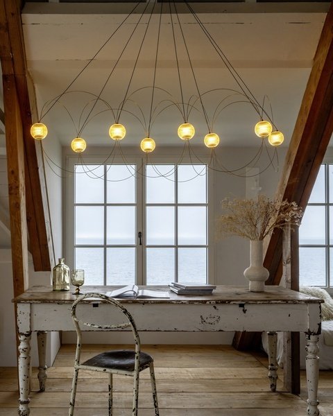 Munari 10, Oblong, Black Steel with Frosted Acrylic Spheres, LED, 32W, 2400K, Triac Dim, IP20