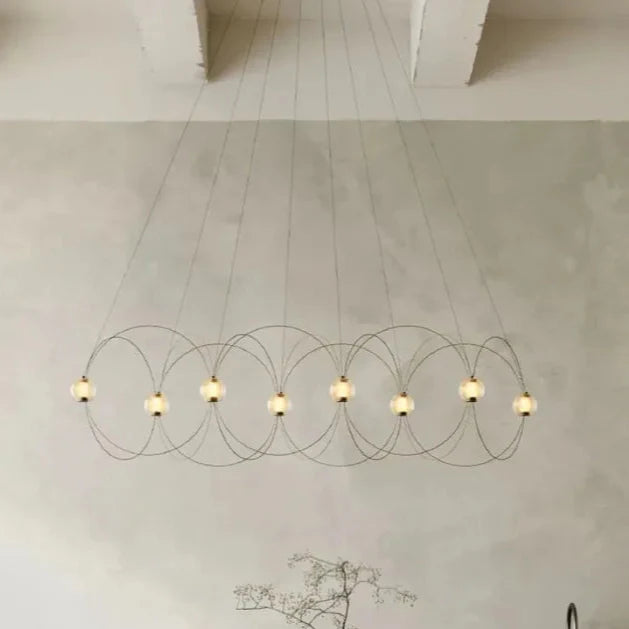 Munari 8, Linear, Black Steel with Frosted Acrylic Spheres, LED, 26W, 2400K, Triac Dim, IP20