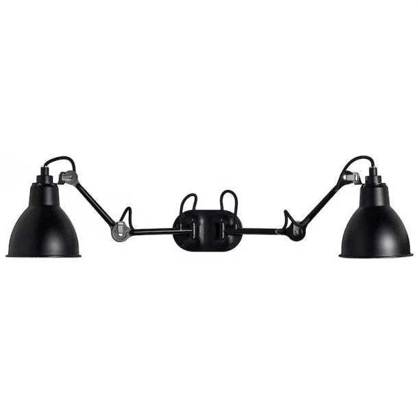 Gras N204 Adjustable Wall Double Arm Black Shade, E27, IP44