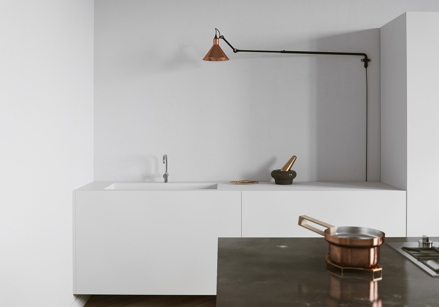 Gras N213 Adjustable Linear Wall Cone Black Shade, Plug In, E14, IP20