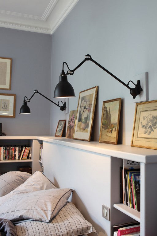 Gras N222 Adjustable Wall Long Up Arm Black Shade, Plug In, E14, IP20