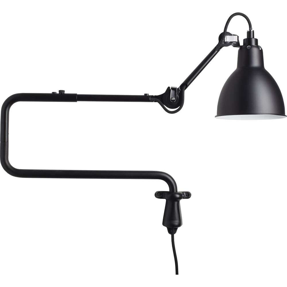 Gras N303 Adjustable Wall C Arm Round Black Shade, Plug In, E14, IP20