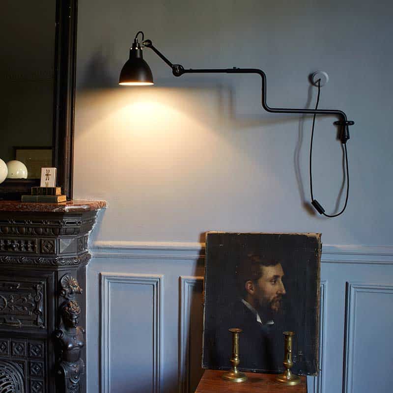 Gras N303 Adjustable Wall C Arm Round Blue Shade, Plug In, E14, IP20