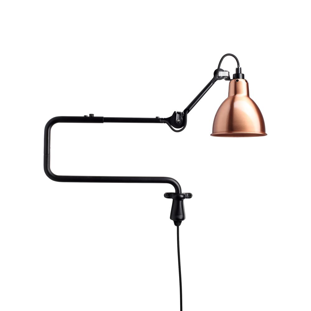 Gras N303 Adjustable Wall C Arm Round Copper Shade, Plug In, E14, IP20