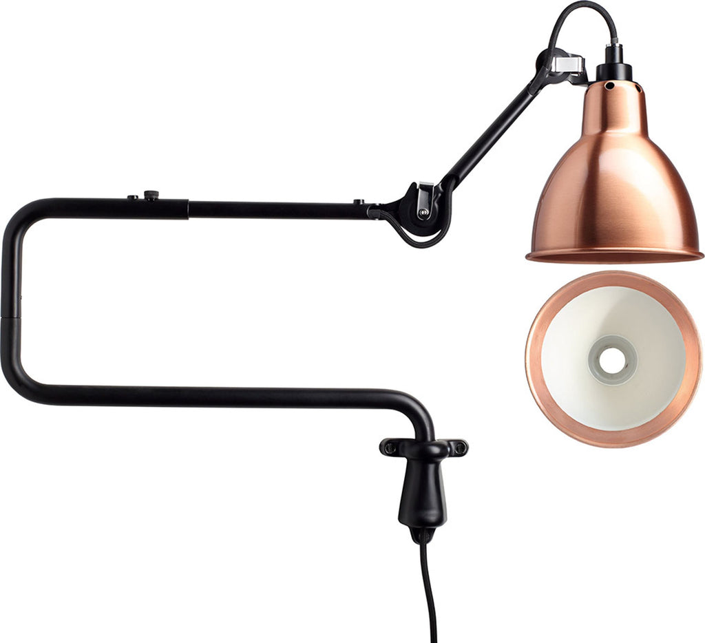 Gras N303 Adjustable Wall C Arm Round Copper Shade, Plug In, E14, IP20