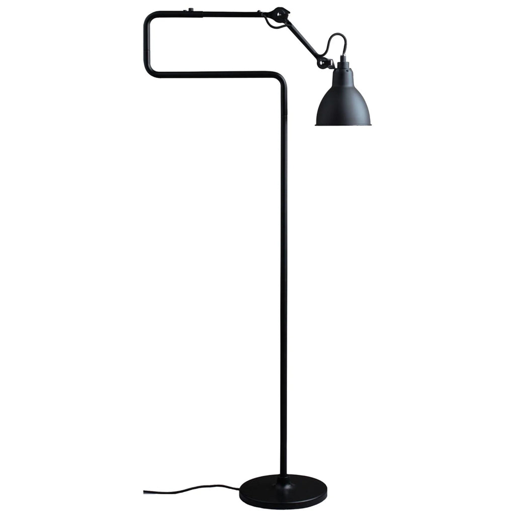 Gras N411 Adjustable Reading Floor Lamp C Arm Round Black Shade, E14, IP20