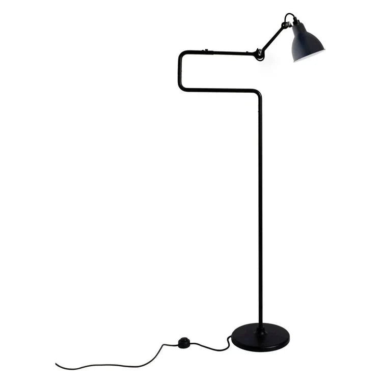 Gras N411 Adjustable Reading Floor Lamp C Arm Round Blue Shade, E14, IP20