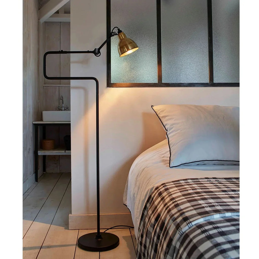 Gras N411 Adjustable Reading Floor Lamp C Arm Round Yellow Shade, E14, IP20