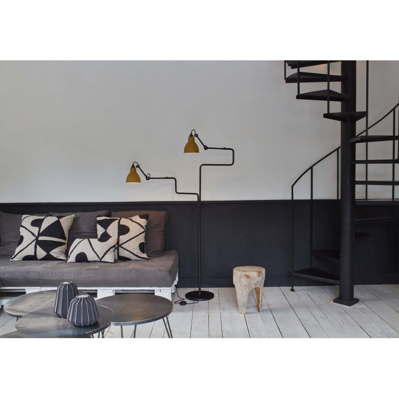 Gras N411 Adjustable Reading Floor Lamp C Arm Round Red Shade, E14, IP20