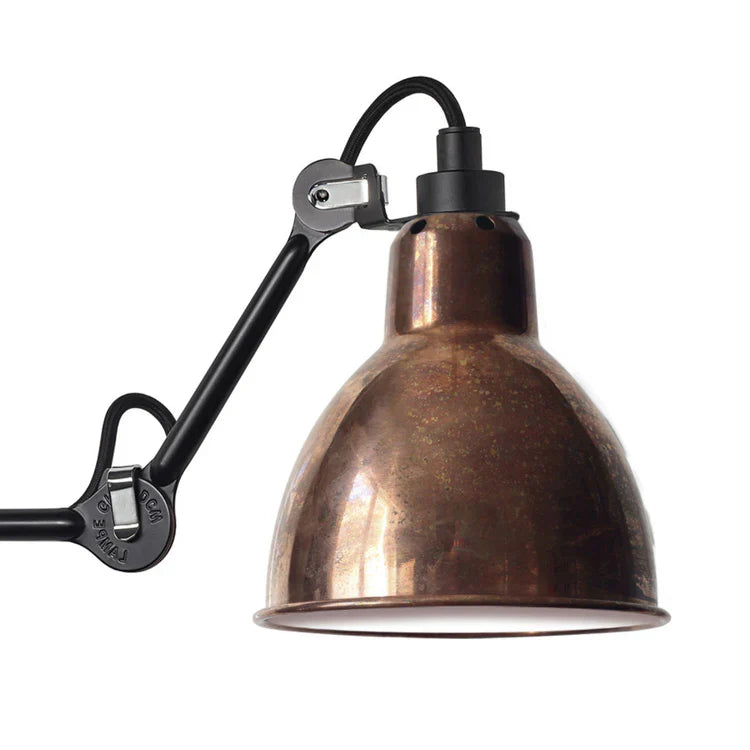 Gras N411 Adjustable Reading Floor Lamp C Arm Round Raw Copper Shade, E14, IP20