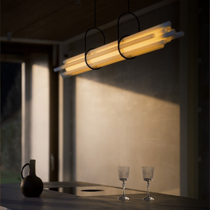 NL 12 Pendant, Linear, Horizontal, Frosted Glass Tubes, LED, 2200K, IP20
