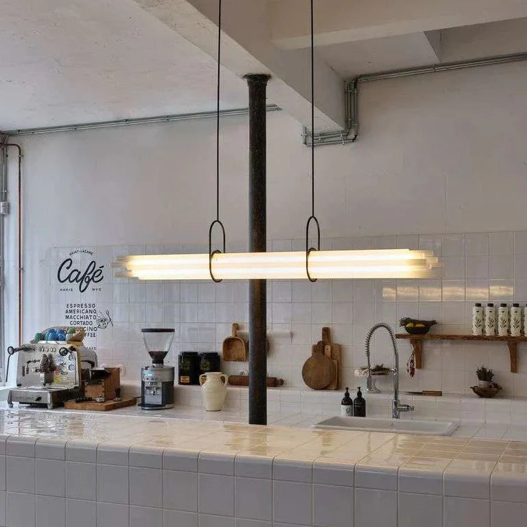 NL 12 Pendant, Linear, Horizontal, Frosted Glass Tubes, LED, 2200K, IP20