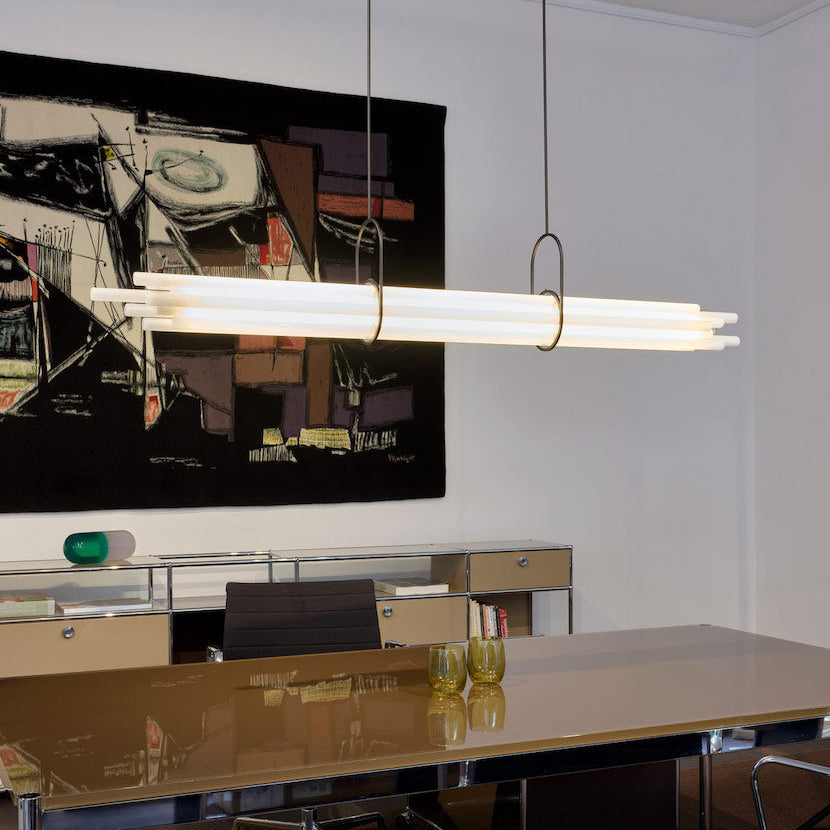 NL 12 Pendant, Linear, Horizontal, Frosted Glass Tubes, LED, 2700K, IP20