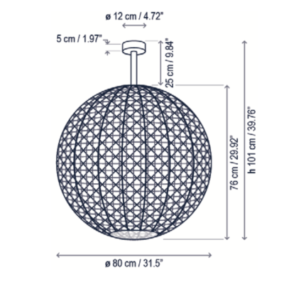 Nans Ceiling, Sphere, 80 cm, Brown, LED, 24W, Triac Dim, IP54