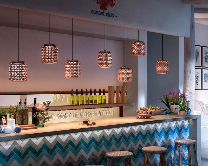 Nans Pendant, 16, Red, LED, 8W, Triac Dim, IP54