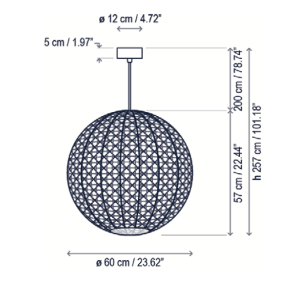 Nans Pendant, Sphere, 60 cm, Beige, LED, 14W, Triac Dim, IP54