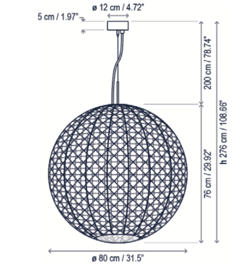 Nans Pendant, Sphere, 80 cm, Beige, LED, 14W, Triac Dim, IP54