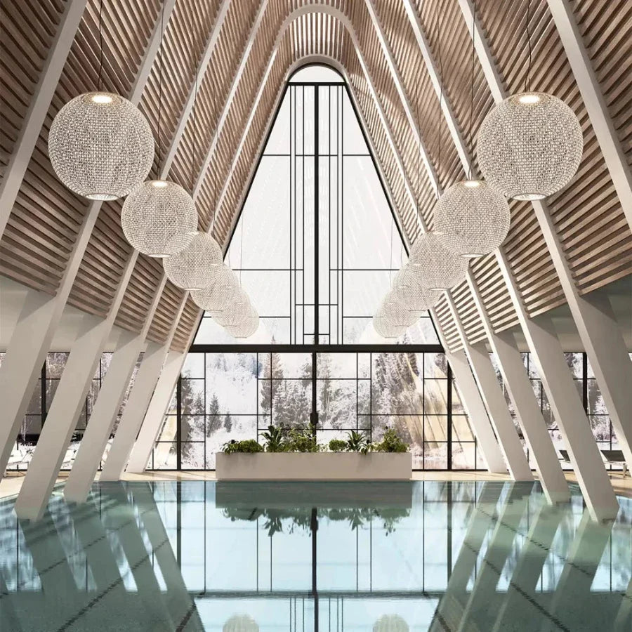 Nans Pendant, Sphere, 80 cm, Beige, LED, 14W, Triac Dim, IP54