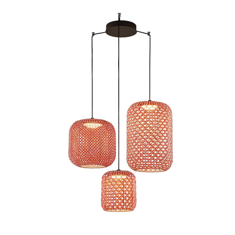 Nans Pendant, Triple Cluster, Red, LED, 28.5W, Triac Dim, IP54