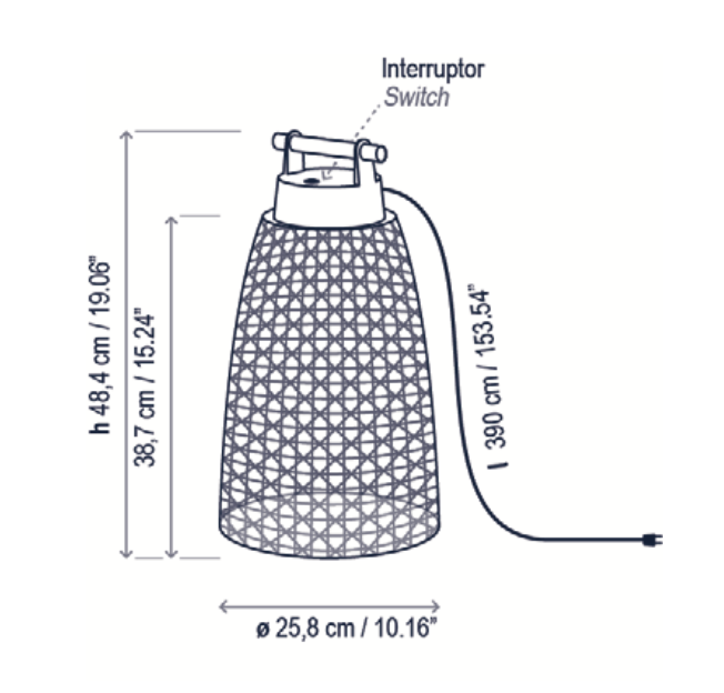 Nans Table, Cone, 49 cm, Red, LED, 6.3W, Touch Dim, Plugs In, IP54