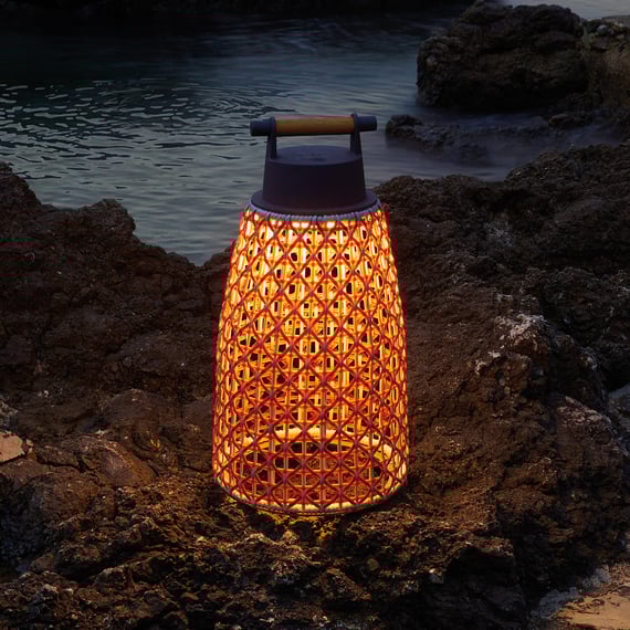 Nans Table, Cone, 49 cm, Red, LED, 6.3W, Touch Dim, Plugs In, IP54