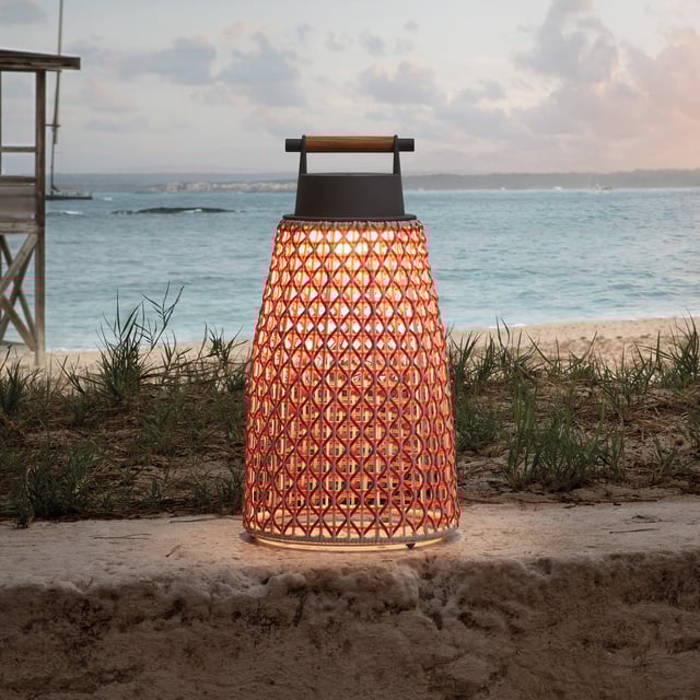 Nans Table, Cone, 49 cm, Red, LED, 6.3W, Touch Dim, Plugs In, IP54