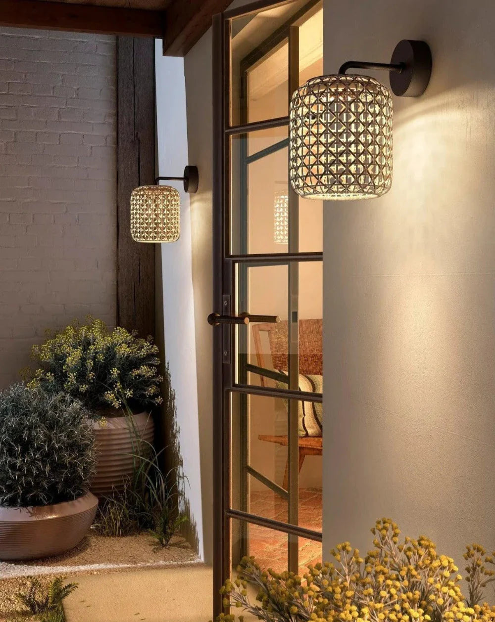 Nans Wall, Small, Beige, LED, 8W, Triac Dim, IP54