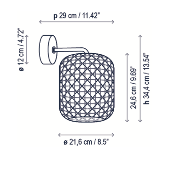 Nans Wall, Large, Brown, LED, 9.5W, Triac Dim, IP54