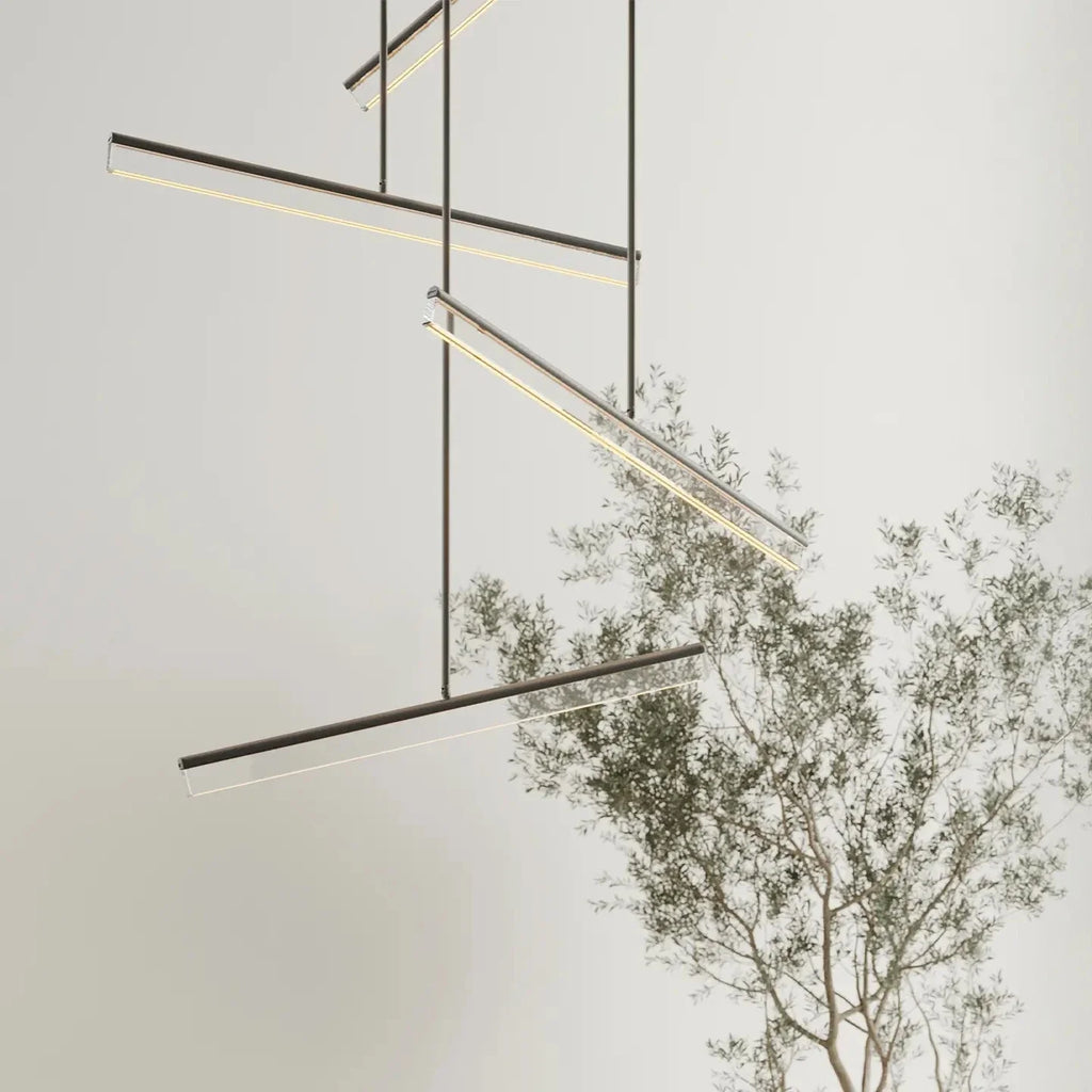 Napier Linear Pendant, Black and Crystal, Adjustable, LED, IP20