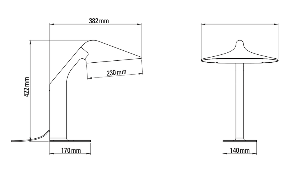 Niwaki Reading Table Lamp, Black with Chrome Shade, LED, Thumbswitch Dim, IP20