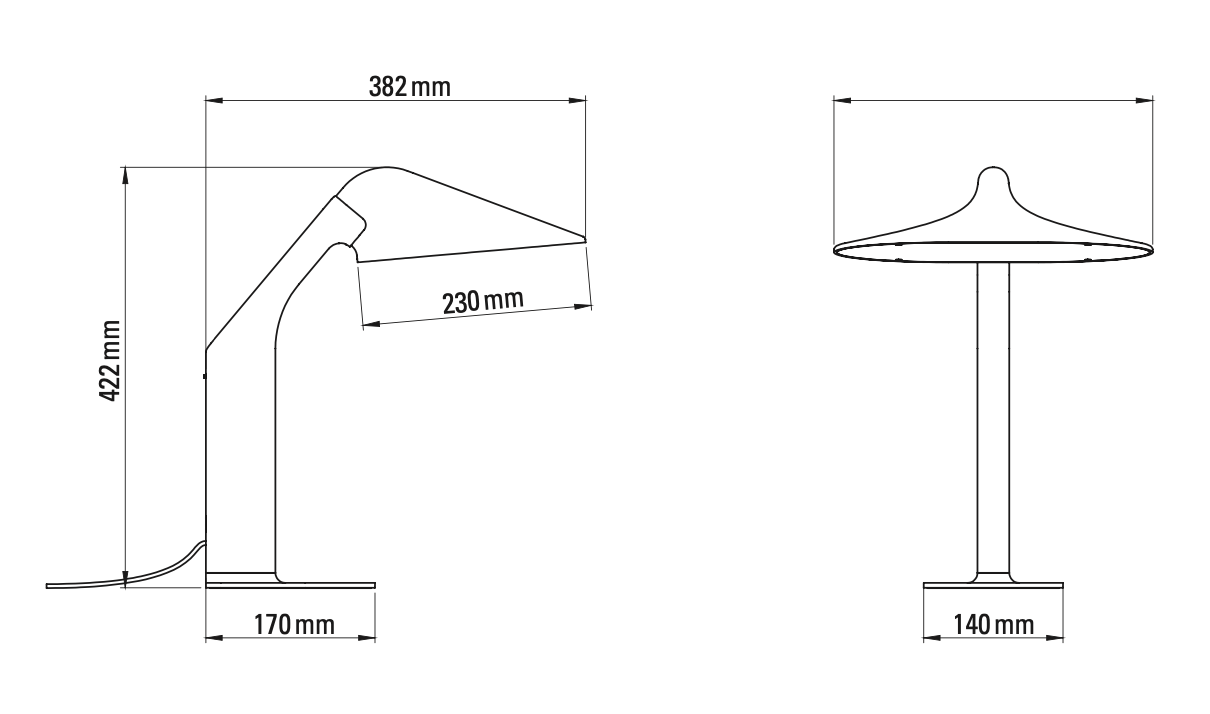 Niwaki Reading Table Lamp, Black with Chrome Shade, LED, Thumbswitch Dim, IP20