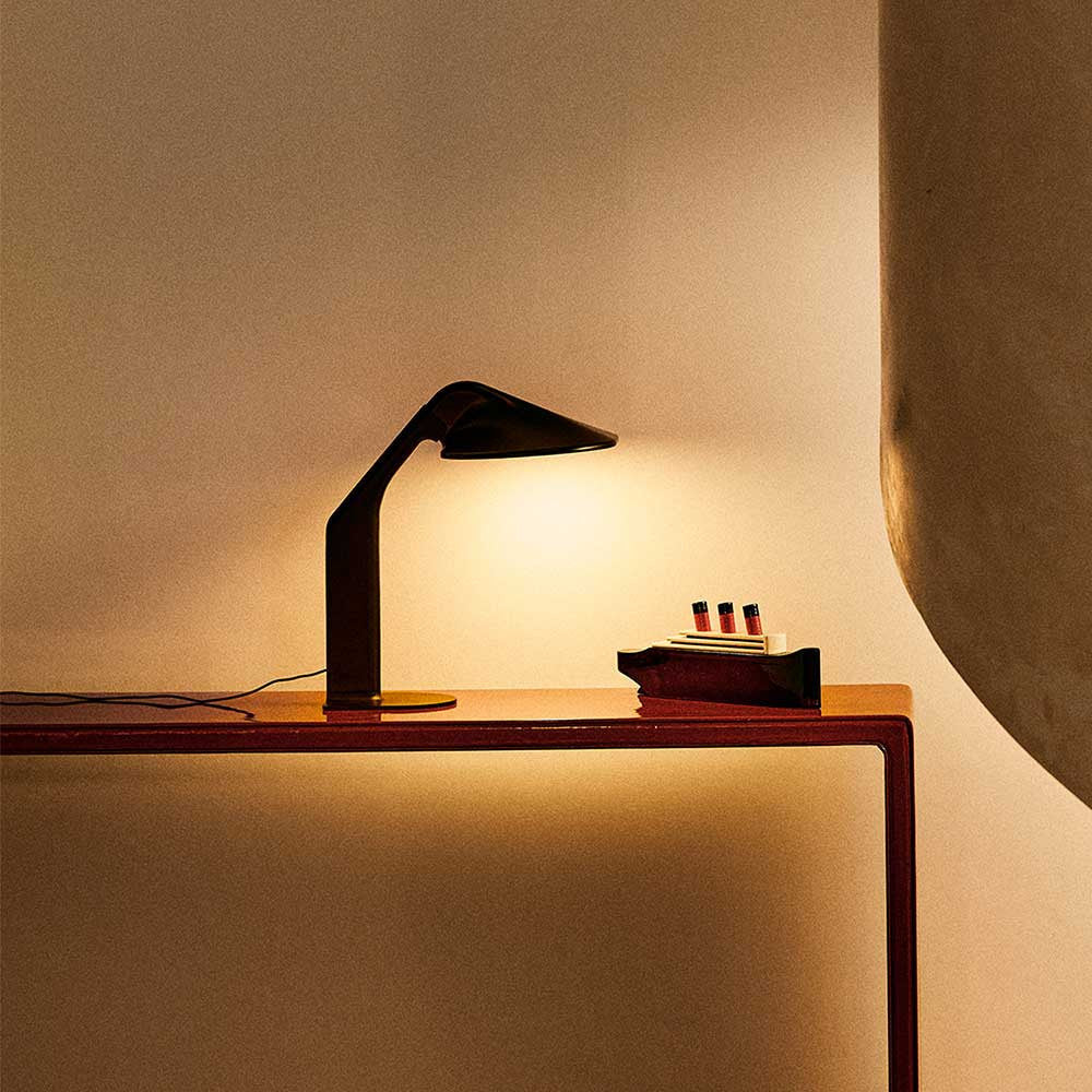 Niwaki Reading Table Lamp, Black with Chrome Shade, LED, Thumbswitch Dim, IP20