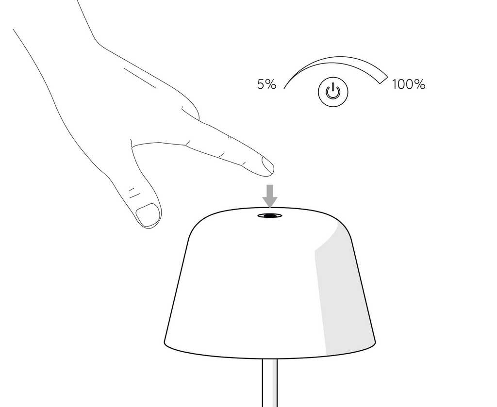 Nomad Table Lamp, Black, LED, Wireless, Push Dim, IP65