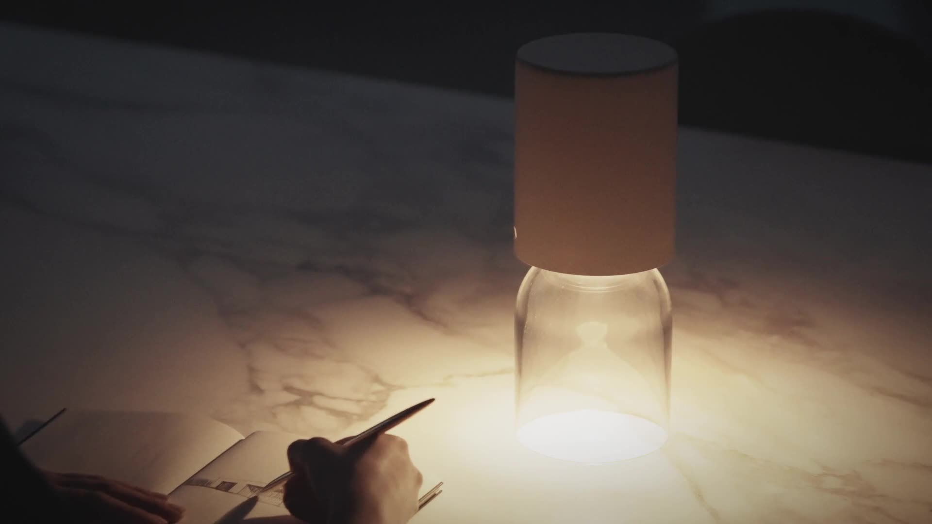 Nui Mini Wireless Table, Grey Shade, LED, Touch Dim, IP54