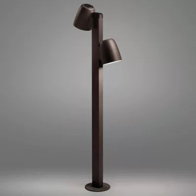 Nut Bollard, 90 cm with 2 Heads, Graphite Brown, LED, 12.6W, Triac Dim, IP65