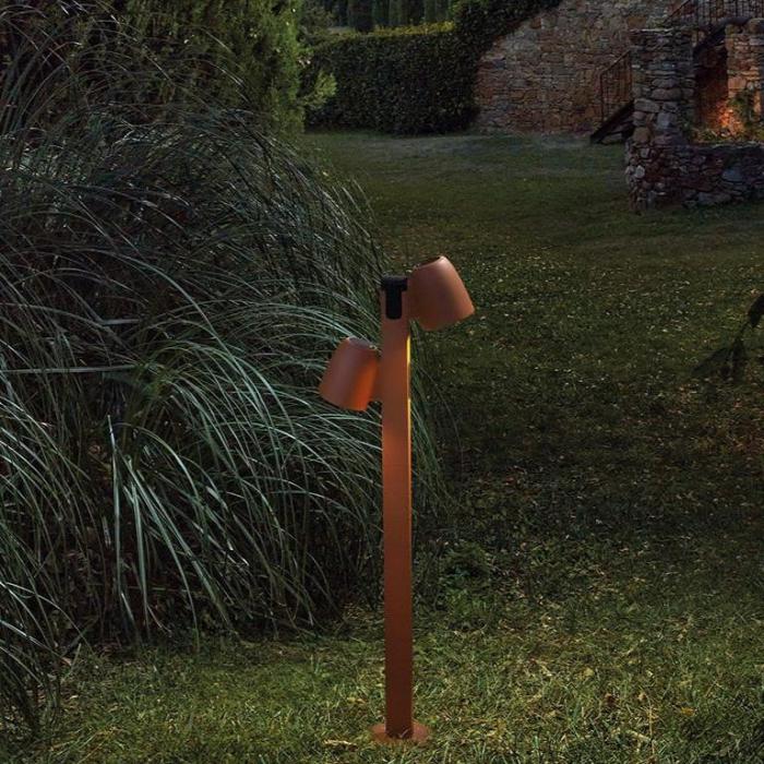 Nut Bollard, 90 cm with 2 Heads, Black, LED, 12.6W, Triac Dim, IP65