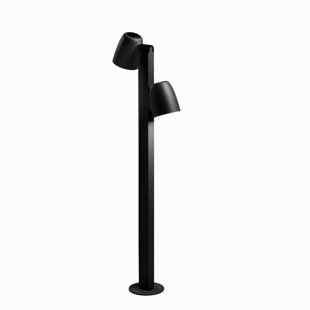 Nut Bollard, 90 cm with 2 Heads, Black, LED, 12.6W, Triac Dim, IP65