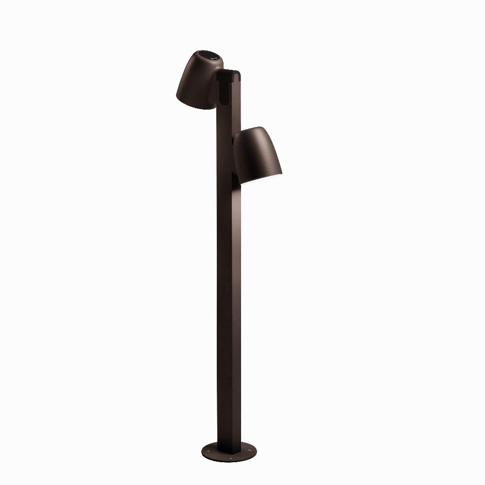 Nut Bollard, 90 cm with 2 Heads, Graphite Brown, LED, 12.6W, Triac Dim, IP65
