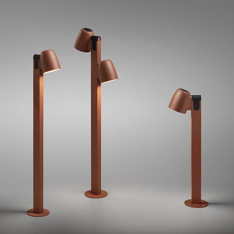 Nut Bollard, 90 cm with 2 Heads, Terracotta, LED, 12.6W, Triac Dim, IP65