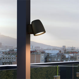 Nut Wall, Adjustable, Black, LED, 6.3W, Thumbswitch Touch Dim, IP54