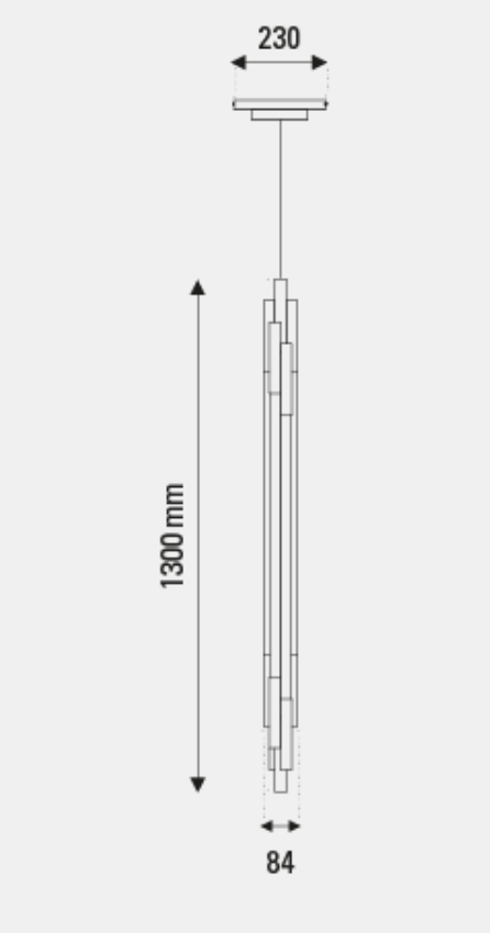 Org Pendant, Linear, Vertical, 1300 L, Gold, LED, Triac Dim, IP20