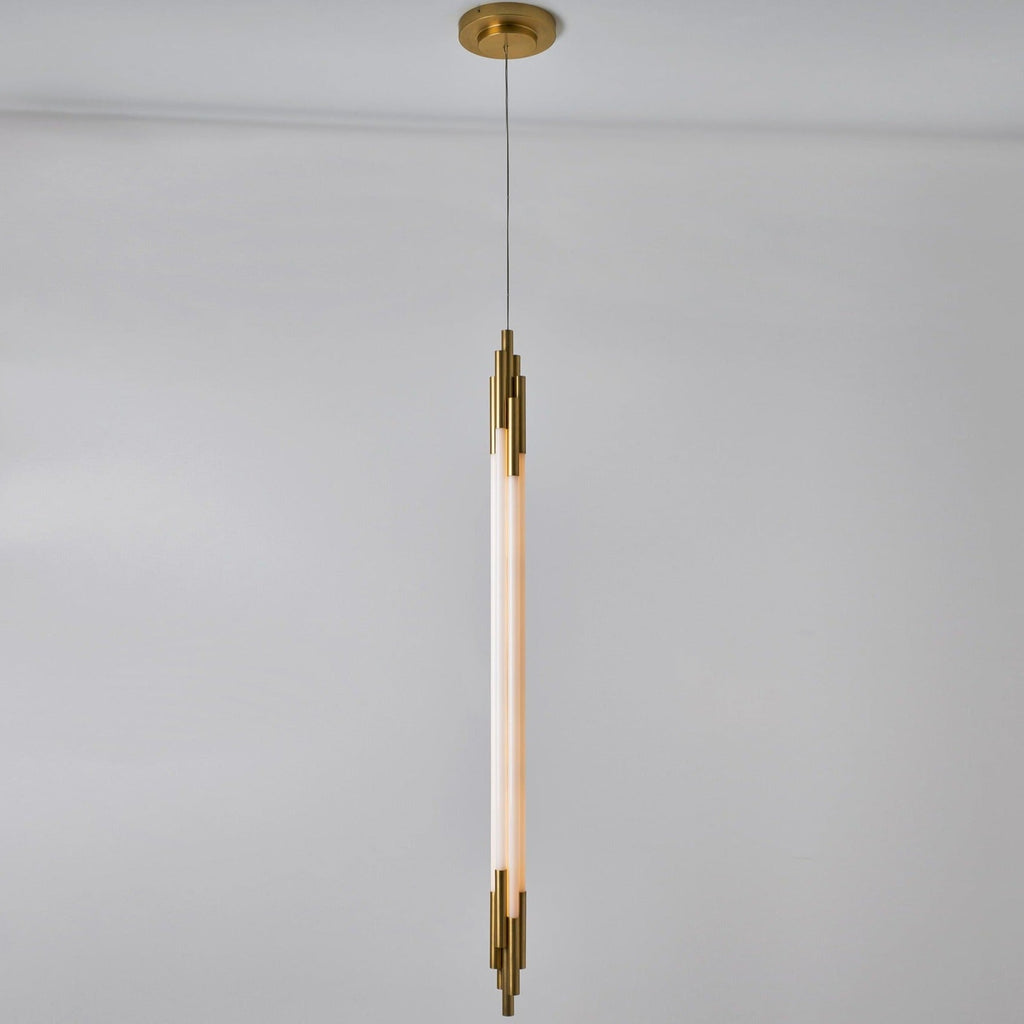 Org Pendant, Linear, Vertical, 2000 L, Gold, LED, Triac Dim, IP20