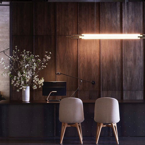 Org Pendant, Linear, Horizontal, 2000 L, Gold, LED, Triac Dim, IP20