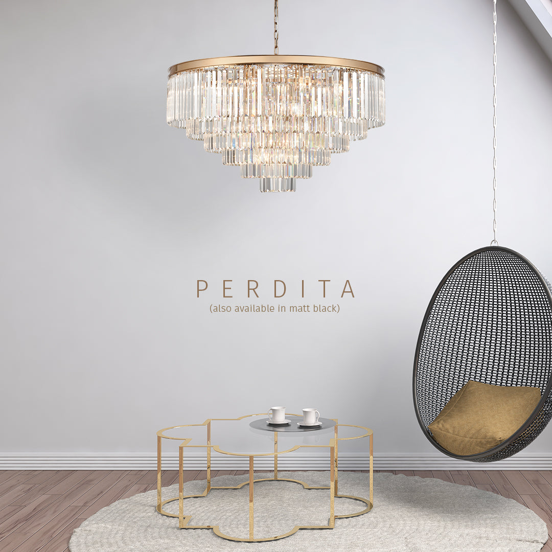 Perdita Pendant, Drum, Brushed Brass, E14, IP20