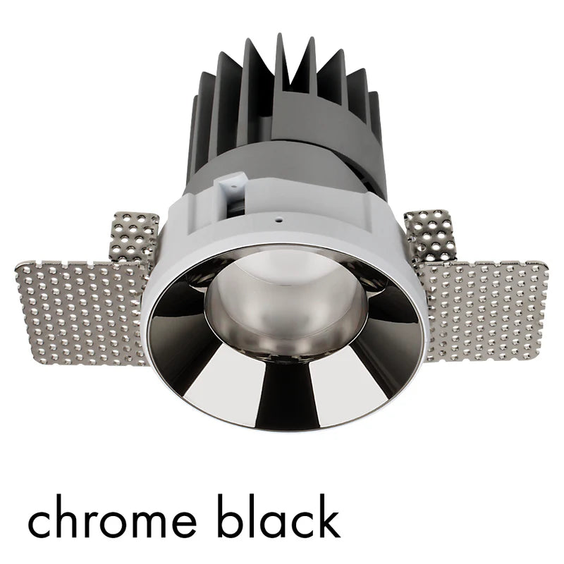 Performance Downlight, Small, 2G, Trimless, Round, Fixed, Black Chrome, LED, Dim, IP40