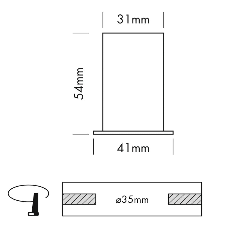 Piccolo 35 mm Downlight, White, 1.5W, 120 Lumens, 2700K, LED, Dim, IP20