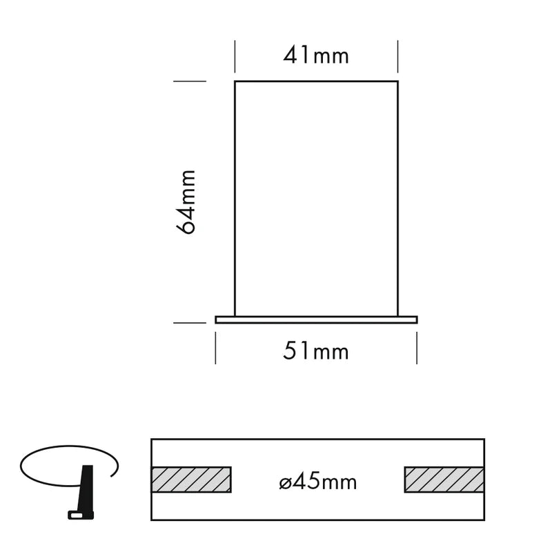 Piccolo 45 mm Downlight, Black, 6W, 450 Lumens, 2700K, LED, Dim, IP20