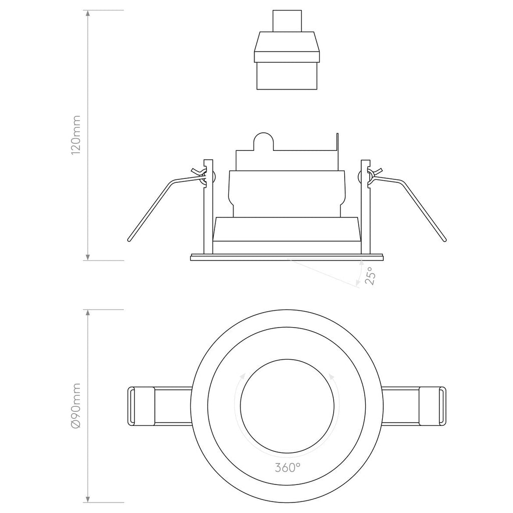 Pinhole Slimline Round Downlight, White, Adjustable, GU10, IP20, Fire Rated